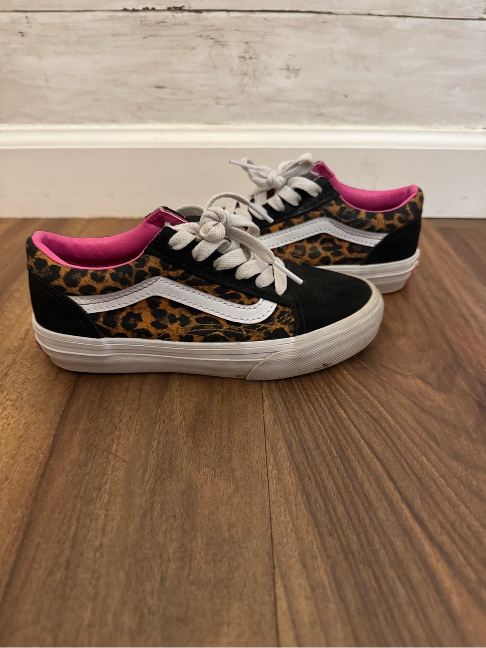Kids vans Leopard Print Low-Top Sneakers - Black & Pink